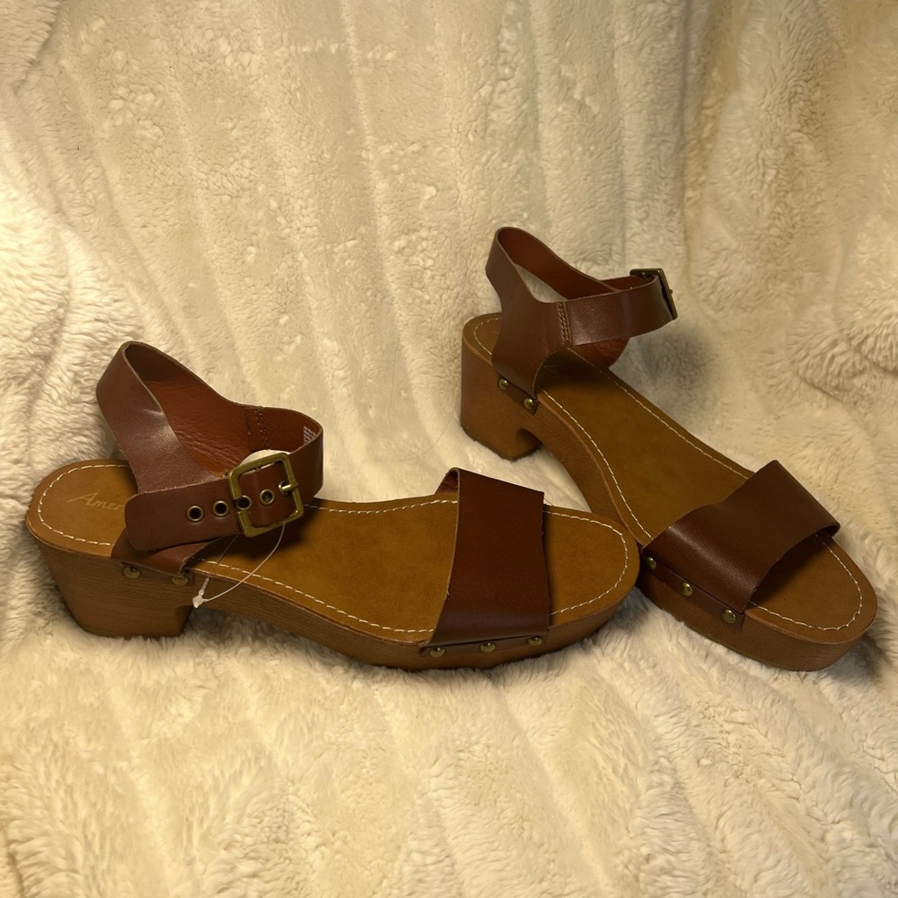American Eagle Women's Size 10  Brown Platform Block Heel Sandal Shoes NWOB